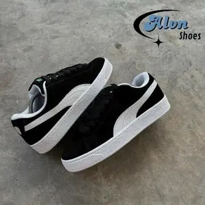 Alvn Shoes sepatu p*ma suede xl klasik black white sneakers shoes kasual pria dan wanita bahan suede cocok digunakan untuk sekolah  Free ongkir Casual Hitam Putih