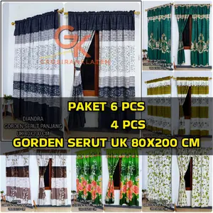 GK Gorden Jendela Paket 6 & 4 PCS Model Serut Ukuran Lebar 80 Tinggi 200 CM untuk Jendela atau Pintu Jadul Curtain Kain
