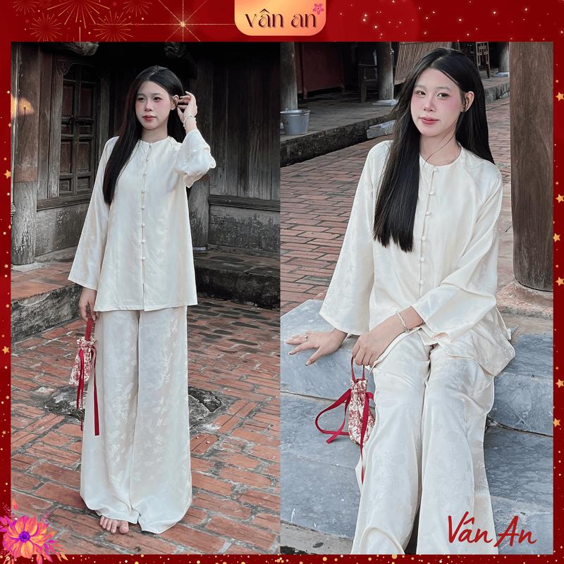 [VÂN AN] Bộ Đồ Lam, Pháp Phục TỊNH THI Đi Chùa - Dáng Suông, Đính Cúc - Chất Liệu Lụa Tô Châu Mềm Mại (SẴN HÀNG)