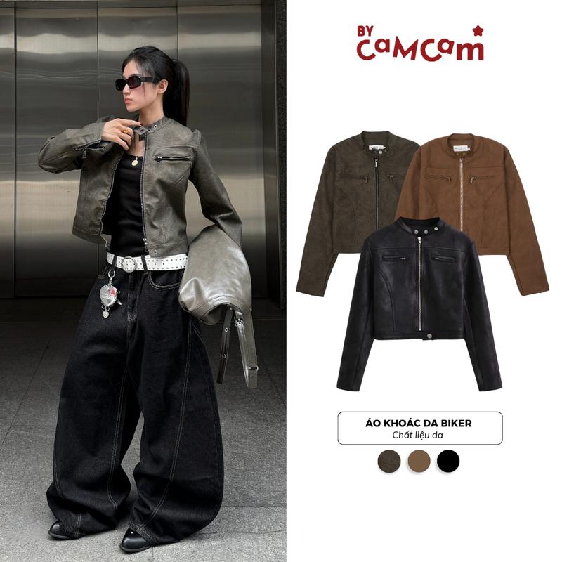 Áo Khoác DA BIKER Dáng Ngắn Croptop Thời Trang Nữ Bycamcam AKHD047