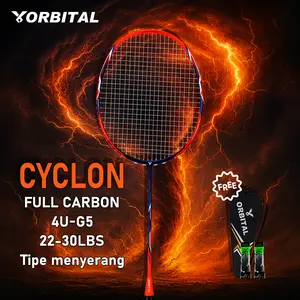 ORBITAL Raket Bulutangkis CYCLONE Carbon Ringan 4U G5 Offensive - Tension 22-30lbs Raket badminton