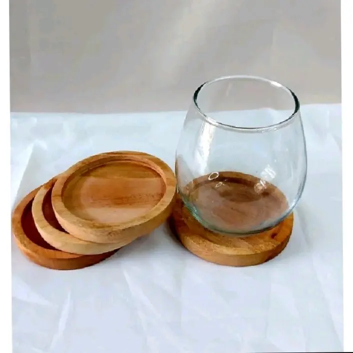 tatakan gelas 8 cm kayu mahoni