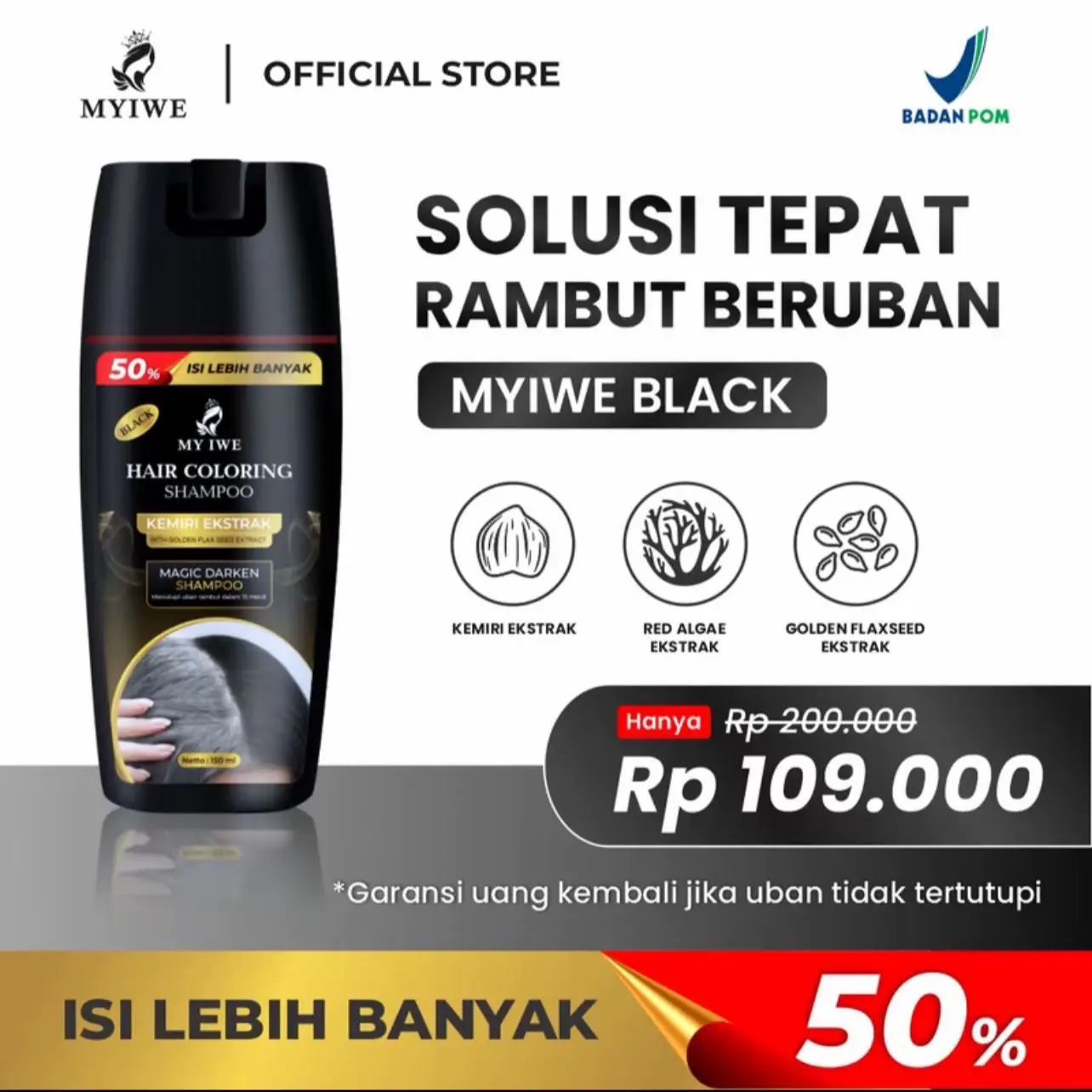 Myiwe Original Shampoo Penghilang Uban Shampoo Penghitam Rambut Shampoo Uban 150ML Ready Stock Langsung Kirim