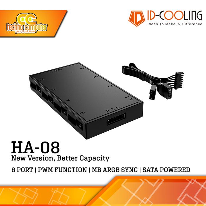 Gambar ID-COOLING HA-08 - ARGB PWM Fan Hub Splitter 8 Port dari Techno Computer Bali Kota Denpasar Tokopedia
