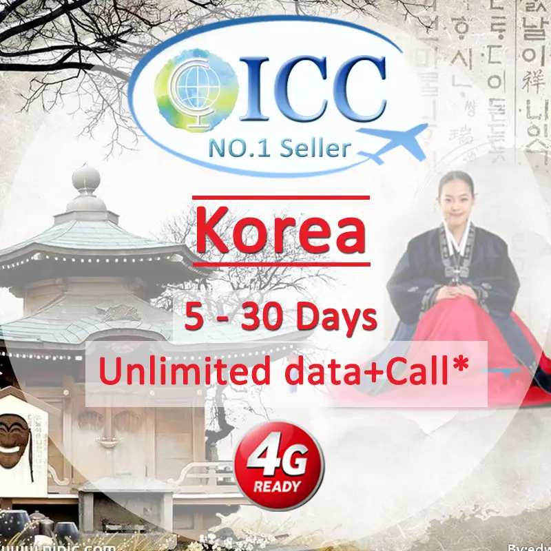 ICC SIM Card - Korea 5-30 Days Unlimited Data + Call* - SKT Telecom