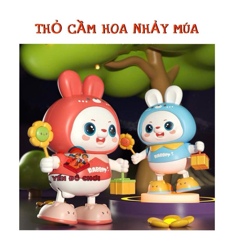 (Tặng pin)Đồ chơi Thỏ cầm hoa nhảy múa, biết hát và nhảy vui nhộn, dễ thương Nhiều màu Phát Nhạc Toy Heo