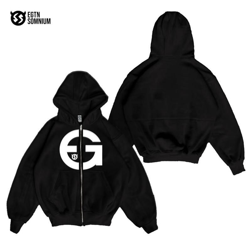 Hoodie Jaket Boxy Zipper Pocket Black Aura EGTN SOMNIUM Star Original / Jaket Boxy Double Zipper Full Tag & Label Pria&Wanita terbaru 7