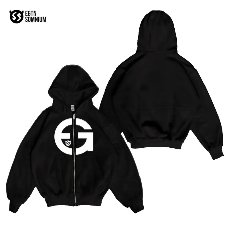 Hoodie Jaket Boxy Zipper Pocket Black Aura EGTN SOMNIUM Star Original / Jaket Boxy Double Zipper Full Tag & Label Pria&Wanita terbaru 7
