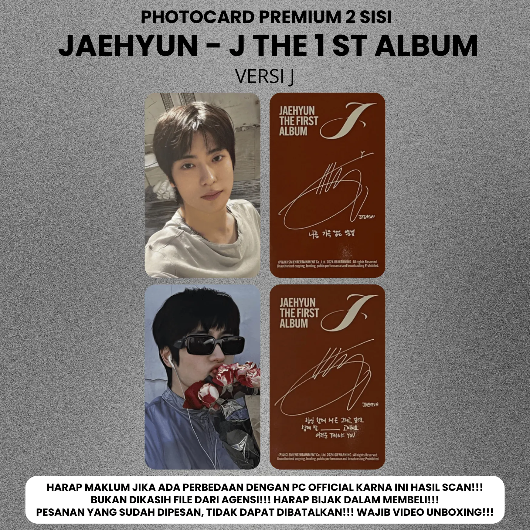 (ISI 1-2 PCS) Photocard JAEHYUN J THE 1ST ALBUM - Potocard PC Premium 2 Sisi Kartu Kpop Merch Unofficial