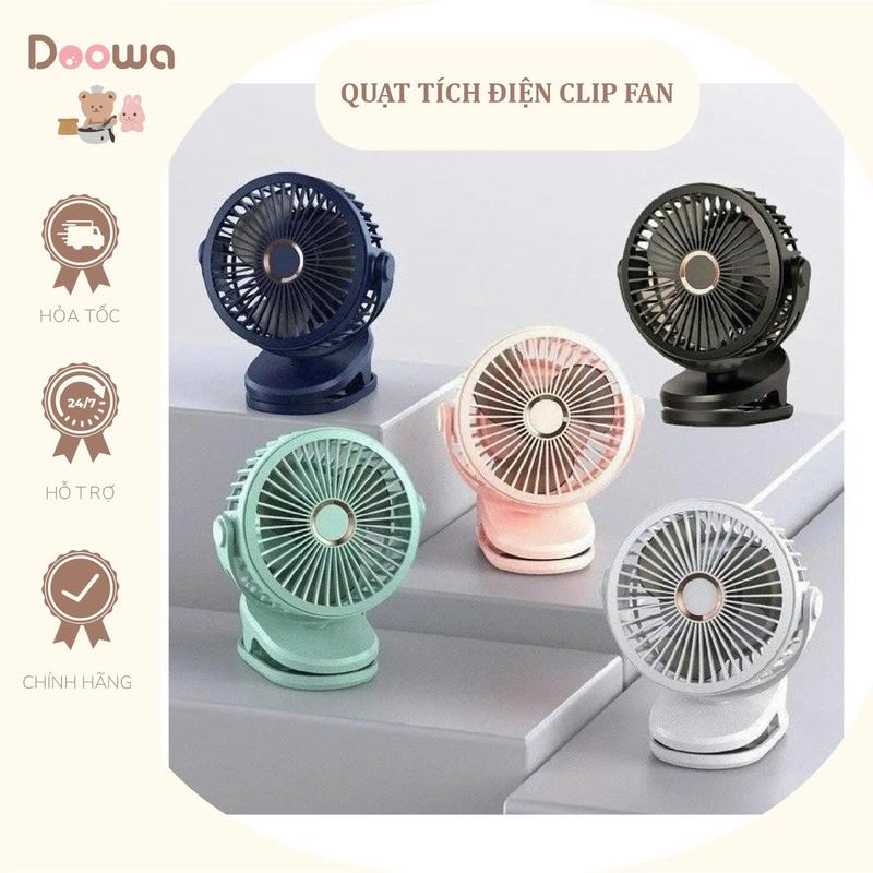 Quạt Tích Điện Mini Clipfan 10.000mAh Mã GF07 Siêu Bền, Pin Khỏe Nhất Hiện Nay Kèm Phụ Kiện Dây Sạc