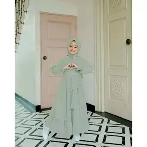 Baju Dress Anak Lebaran Mikaila Set Phasmina Gamis Anak Usia 6 s/d 12 Thn Baju Muslim Anak Remaja