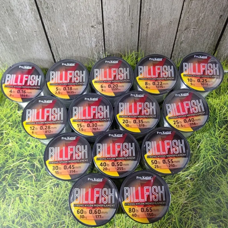 Senar Pancing Strong Nylon Monofilament Pro Katsu Billfish 1/8 Spool Pilih Ukuran 0