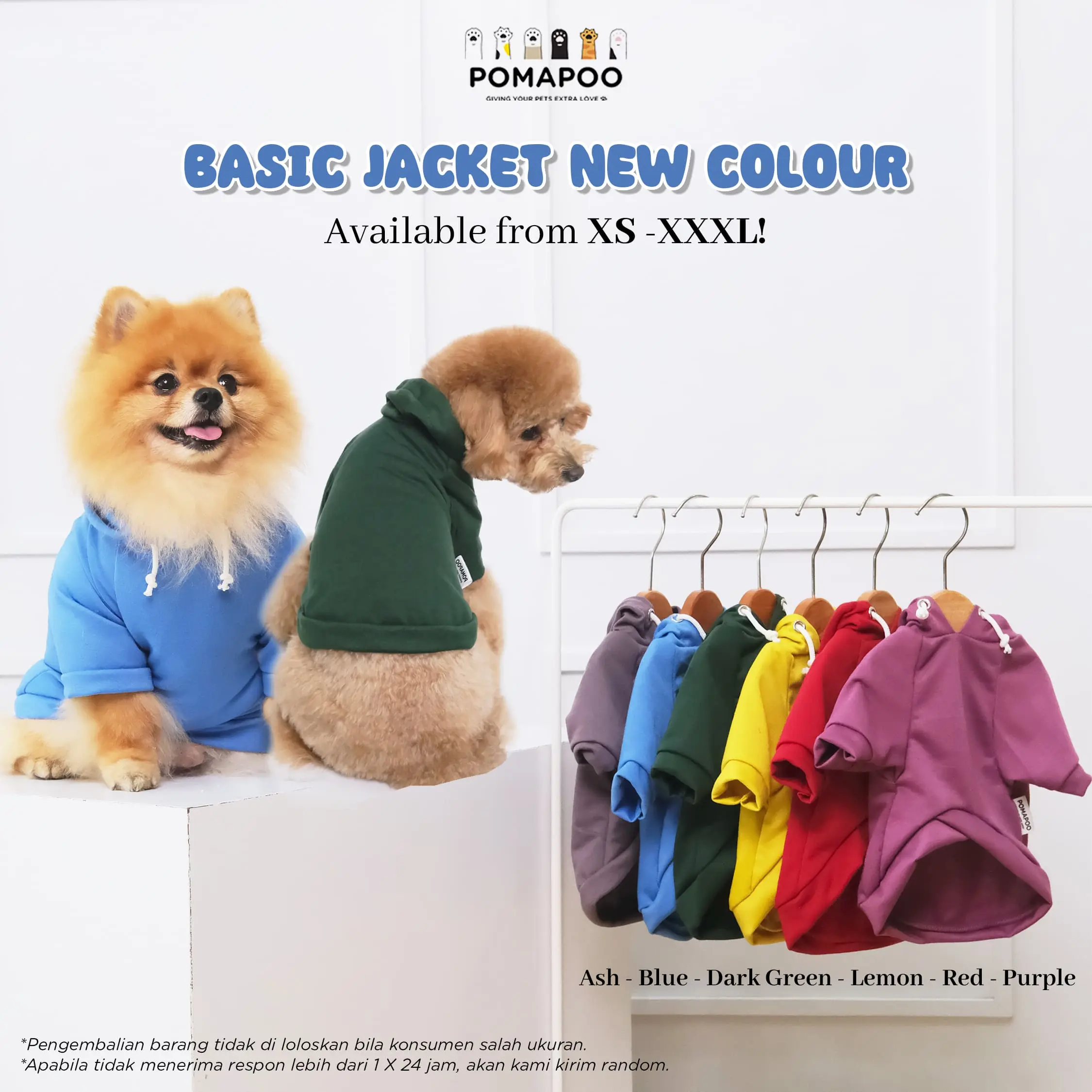 POMAPOO - Jacket Kucing dan Jaket Anjing Basic Jacket New Colour