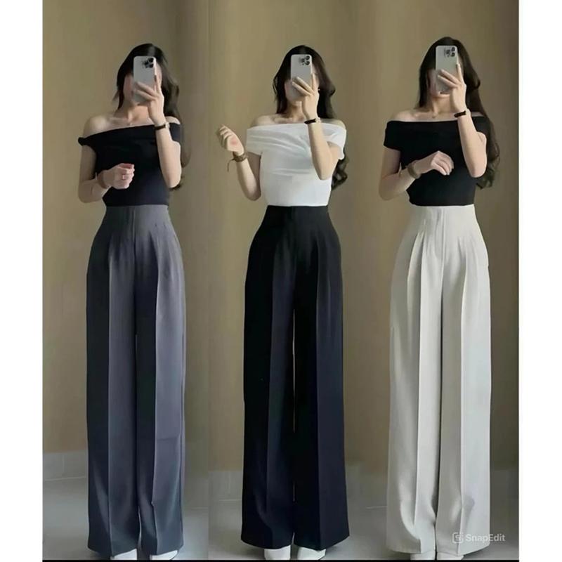 [NHK Store 01] COMBO 2 QUẦN TÂY ÂU NỮ CÔNG SỞ CAO CẤP, QUẦN SUÔNG ỐNG RỘNG HÀN QUỐC , LƯNG CẠP CAO HOTTREND