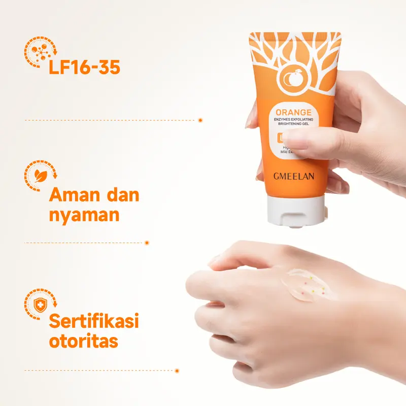 GMEELAN ORI 100% Orange Exfoliating Gel Face Eksfoliasi Wajah + Lazy Cream Day Cream Set Pemutih Wajah Skincare Kit 4