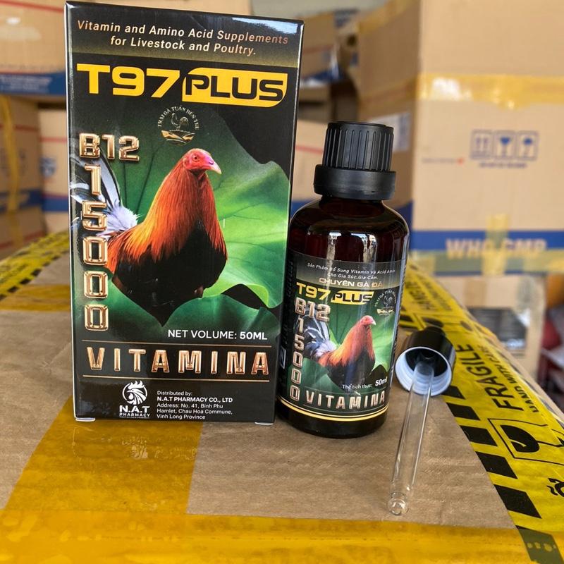  Dinh Dưỡng Nuôi Gà T97 - Chai Lỏng 50ml - 100ml Canxi và Vitamin - Sáng Bóng Lông Cho Gà 