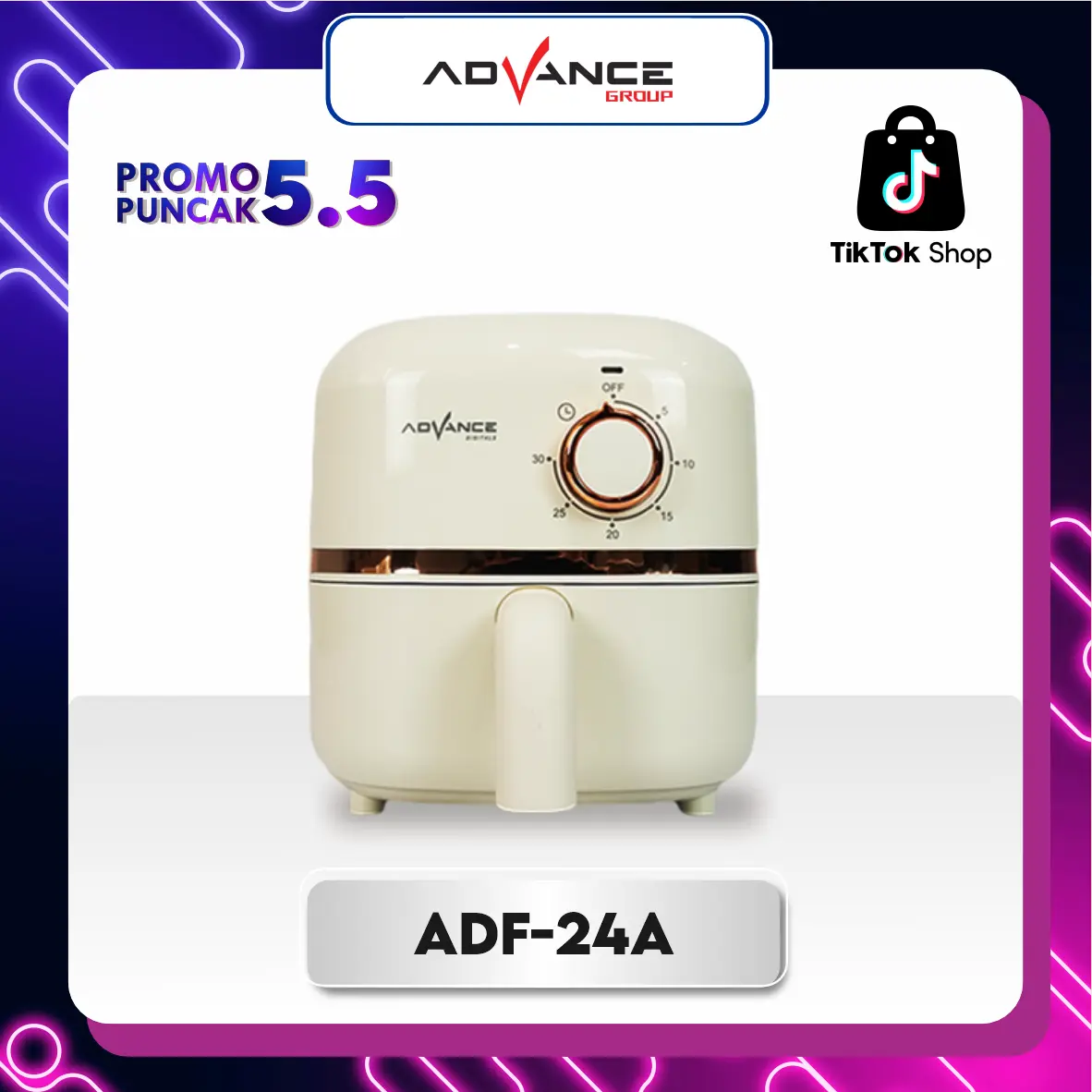 {{{READY}}} !!! Airfryer 600Watt Advance ADF24A penggorengan udara Wadah Stainless 2.4 L  GARANSI RESMI 1 TAHUN