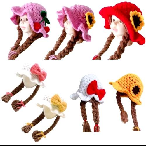 kupluk kepang wig motif pita bunga/kupluk kepang anak perempuan bisa pake nama Bayi 3