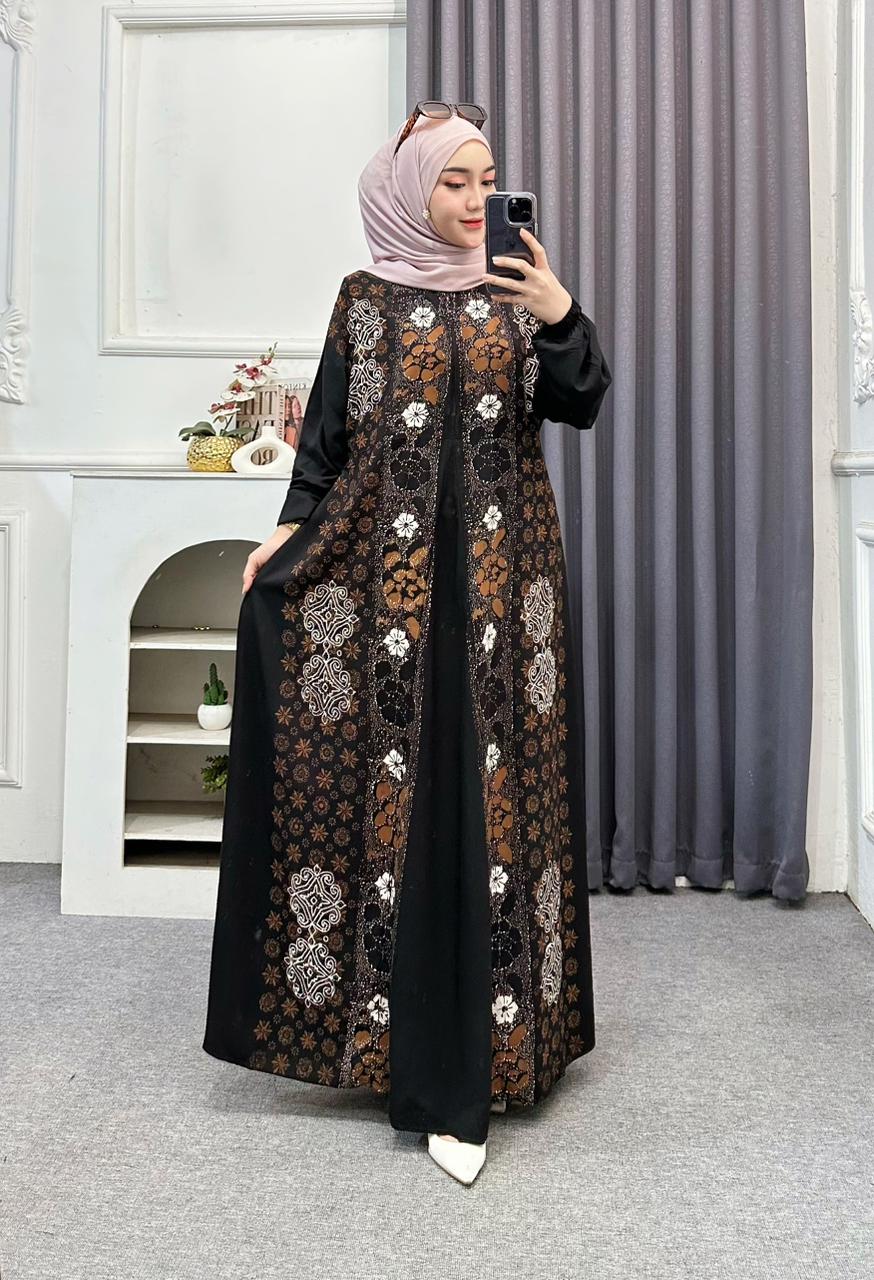 Terbaru Pakaian Wanita Gamis Rayon Super Premium New Motif Sintia Abstrak Karet Muslim Tebal Dress