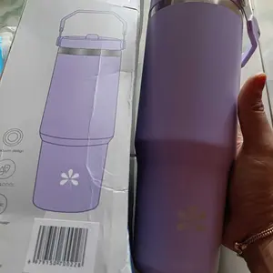 LeDingDing-Botol Minum Tumbler Termos Portable Stainless Steel sus-316 Handle 2in1 Vacuum Insulated Gelas Mobil Cangkir Silikon 900ml