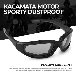 Acetato Kacamata Motor Sporty Dustproof Breathable UV400 - Z5401 - Black