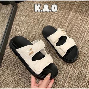 Dép Lê Nữ Đế Dày Minmin Quai Trám Phồng Cực Xinh, Sandal Nữ Đế Bằng Miu Đế Mềm Êm Cao 3cm - TIỆM NHÀ KAO