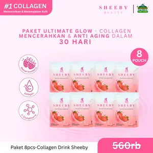 [PAKET ULTIMATE GLOW] Sheeby Beauty Collagen Drink 8 PCS – Glutathione, Anti Aging, Anti Acne, Whitening Booster, Pencerah dari Dalam
