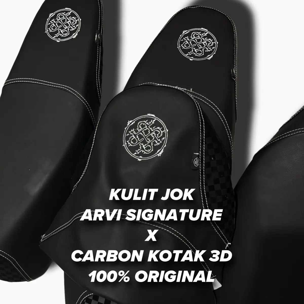 Kulit Jok Motor Arvi Signature X Carbon 3D Kotak Kotak sudah di jahit