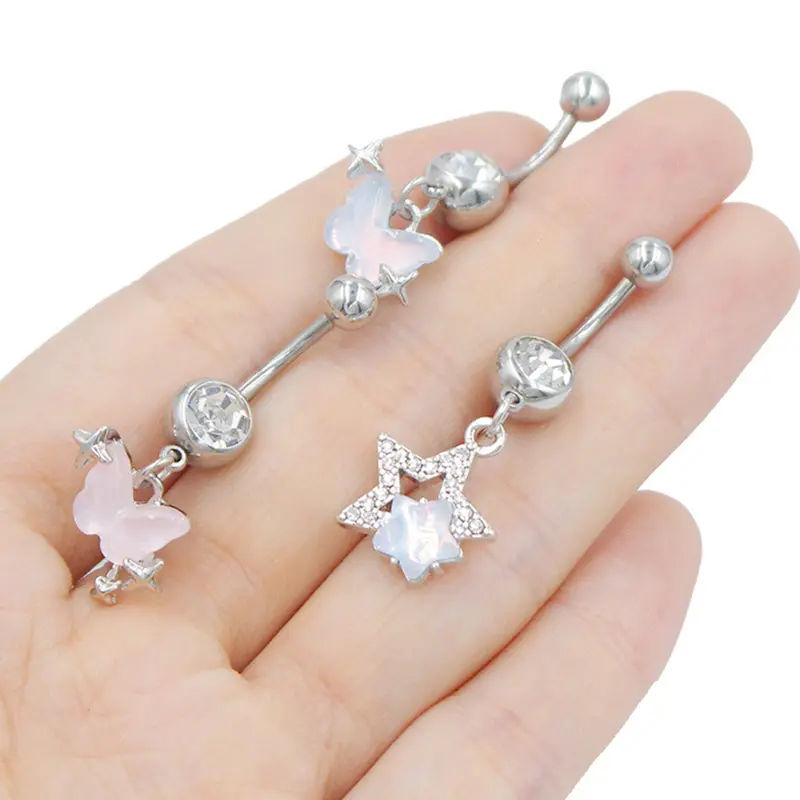 Nhẫn Rốn Nút Bụng Nơ Bướm, Phổ Biến, Dành Cho Phụ Nữ, Đồ Trang Sức Xỏ Lỗ Cơ Thể Bãi Biển, 1 Chiếc 6