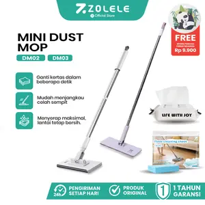 Zolele dm02/dm03 MINI DUST MOP Penyapu + ZOLELE CS101 LEMBAR PEMBERSIH LANTAI
