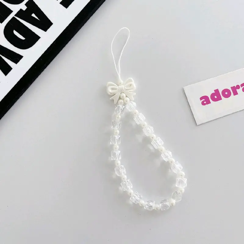 Tali Lanyard Hp Gantungan Hape PhoneStrap Manik Pita Aesthetic Simple Bening Simple Cantik Fashion PhoneCharm PhoneStrap 8