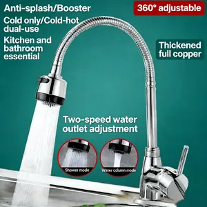 Kran Angsa Dapur Fleksibel 2 Mode Drat 1/2 inch Kran Cuci Piring Sink Dapur Fleksibel 2 Mode Cocok untuk Dapur Anda keran dapur hitam