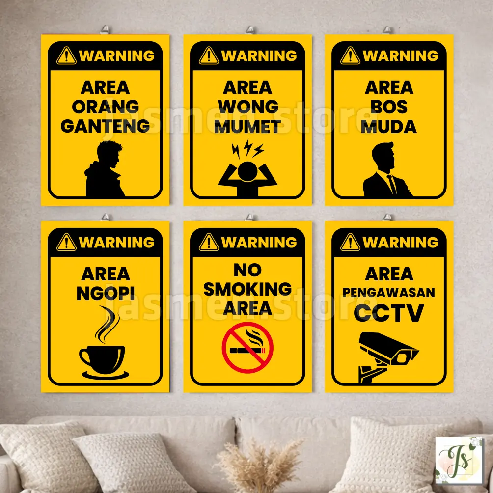 Hiasan Dinding Warning / Peringatan Redesign Walldecor Papan Kayu ( Ukuran 15X20 cm )