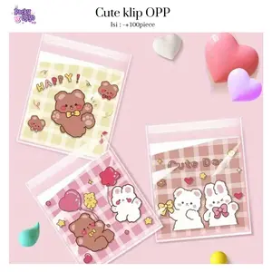 100 OPP Plastik Macaron DIY Handmade Pastry and Cookie Packaging Bags Lucu Foodgrde