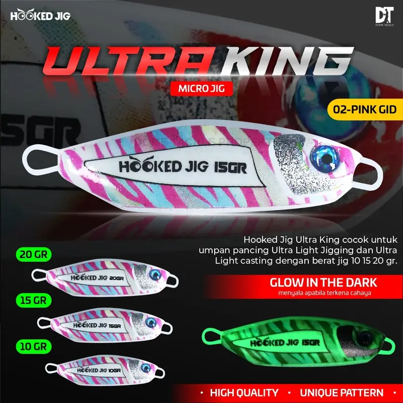 Micro Jig Ultra King By Hooked Jig Umpan Micro Jig I Metal Jig Umpan Pancing Jigging 10 15 20 30 40 60 Gram & Assist Hook Chinu Custom Size 7 2