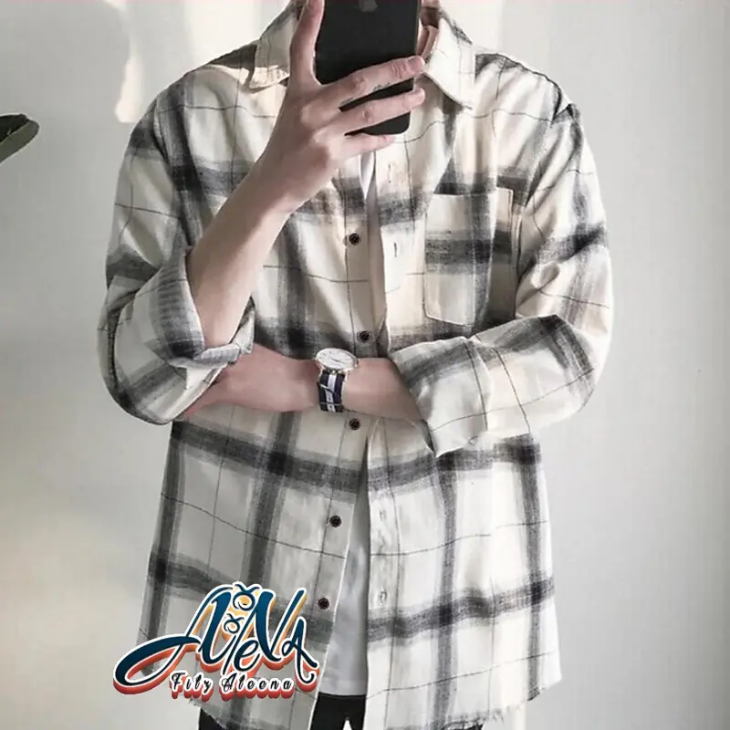 Kemeja Flanel Impor Pria Kualitas Premium Lengan Panjang Unisex Hem Flannel Baju Flanel 8