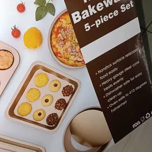 Loyang Set/5pcs Baking Tool set Golden Series Non Stick Coating / Brownies / Loaf Pan / Pizza / Muffin