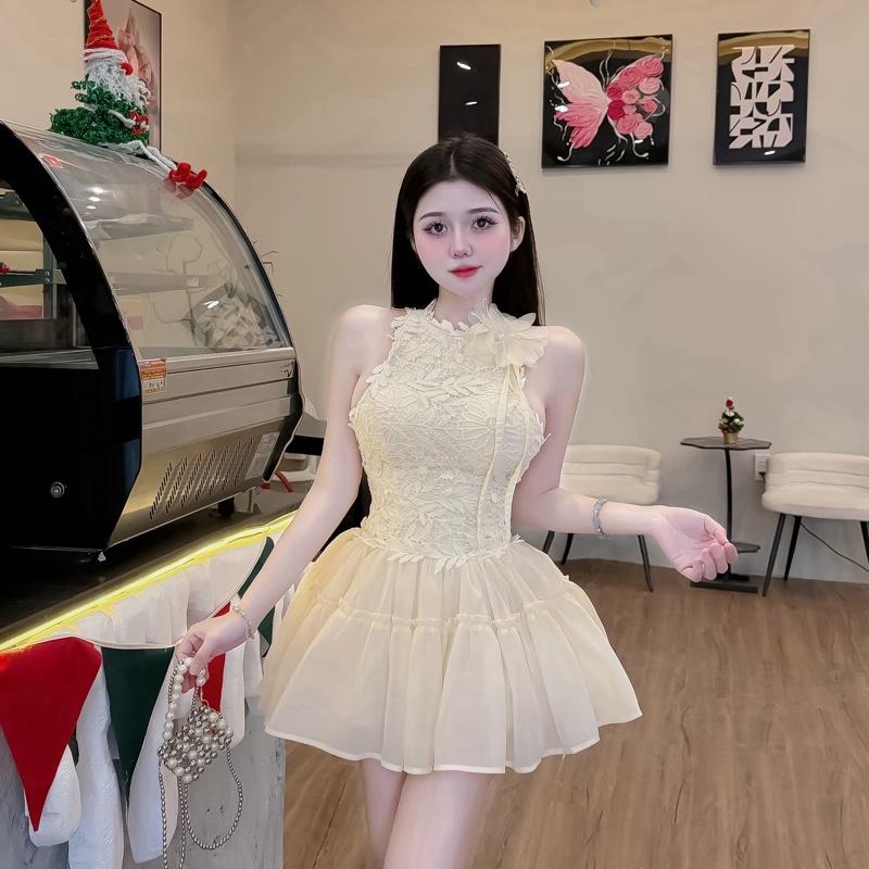 Pk661 Váy Ren Chân Tơ Xoè Bồng ảnh thật tôn dáng trẻ trung 38-54kg sz S M