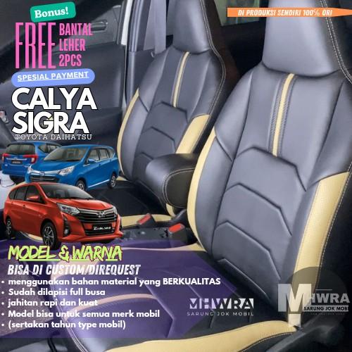 Sarung jok mobil calya sigra full 3 baris bahan kulit sintetis Astra grade A (harga standar) toyota daihatsu CALYA SIGRA Car COD bayar ditempat 1