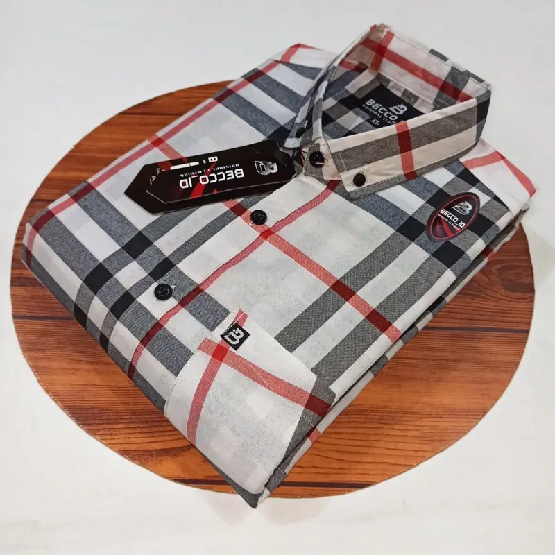 kemeja lengan pendek pria motif kotak import distro terbaru 3