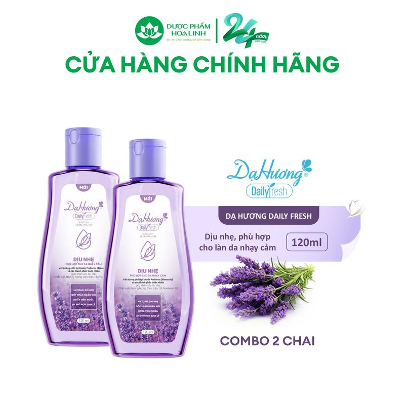 Combo 2 chai dung dịch vệ sinh Dạ Hương Daily Fresh Dịu nhẹ 120ml - Phù hợp cho DA NHẠY CẢM