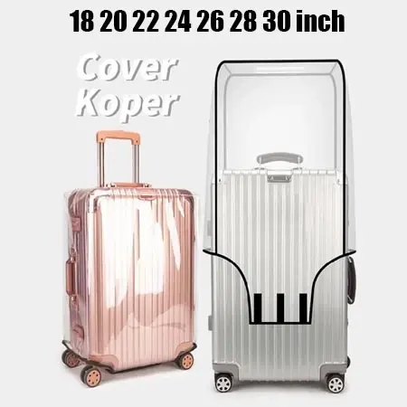 Cover Mika Koper Transparant Anti Gores dan Debu - PVC Dustproof Waterproof Suitcase Covers Nylon (Pilihan Ukuran 18-30 Inch)