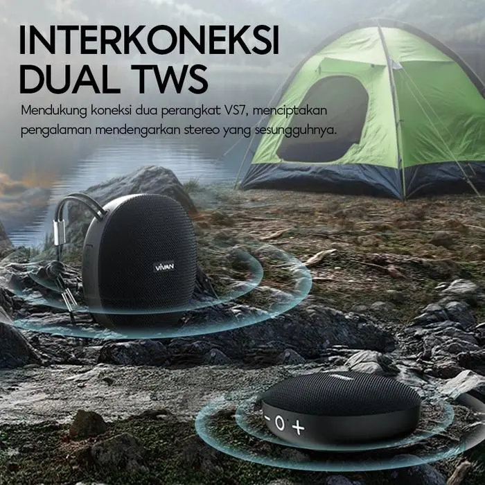 SPEAKER PORTABLE VIVAN VS7 BLUETOOTH 5.3 SPEAKER OUTDOOR PORTABLE CLASSIC WATERPROOF IP67 TWS