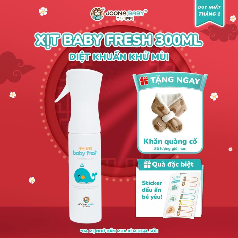 KOC -Tặng 1 quàng cổ lót lông Xịt diệt khuẩn khử mùi cho đồ chơi bình sữa núm ti giả Baby Fresh an toàn cho bé 300ml - JOONA BABY Việt Nam