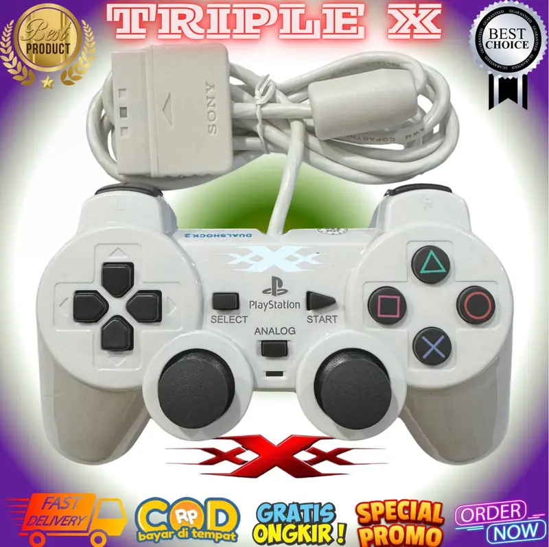 [XXX] Joystick Gamepad Stik PS 2  Warna Stabilo 1.8m Kabel serat 3