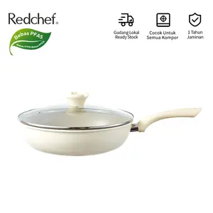 Redchef Wajan Penggorengan Keramik Anti Lengket 28cm dengan tutup Bebas PFAS & PTFE & PFOA Cocok untuk Semua Kompor