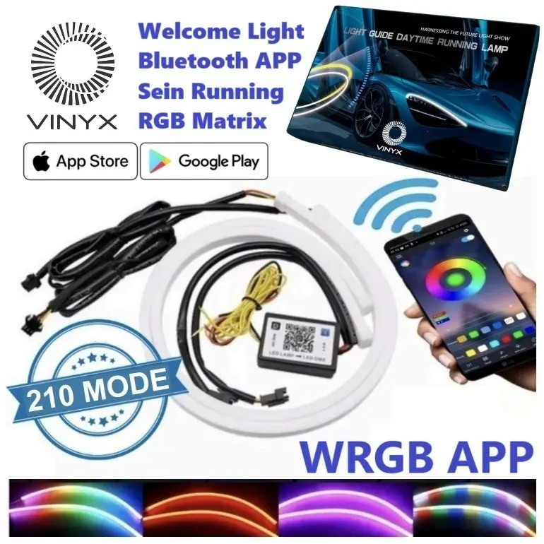 SKY Lampu Alis Led DRL Maxmoto Rgb Konek Aplikasi Android/Ios Welcome Light Sein Running Bluetooth App Controller 30cm 1