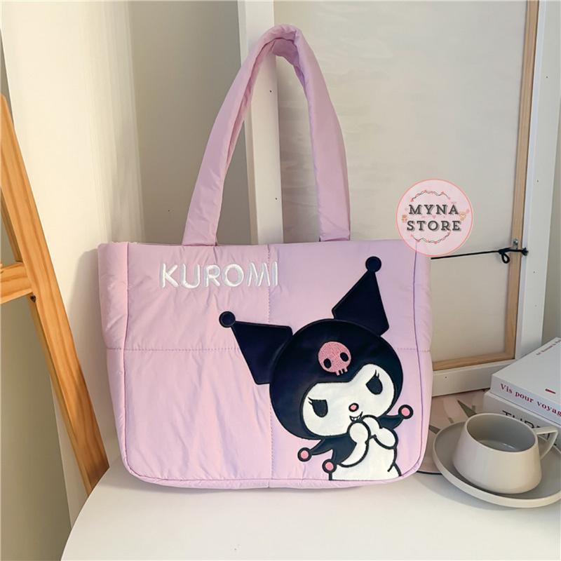 Mynastore - Tas Tenteng Sanrio Tote Bag Klip Magnet Melody Kuromi Pochacco Hello Kitty Bordir - TPS028 2