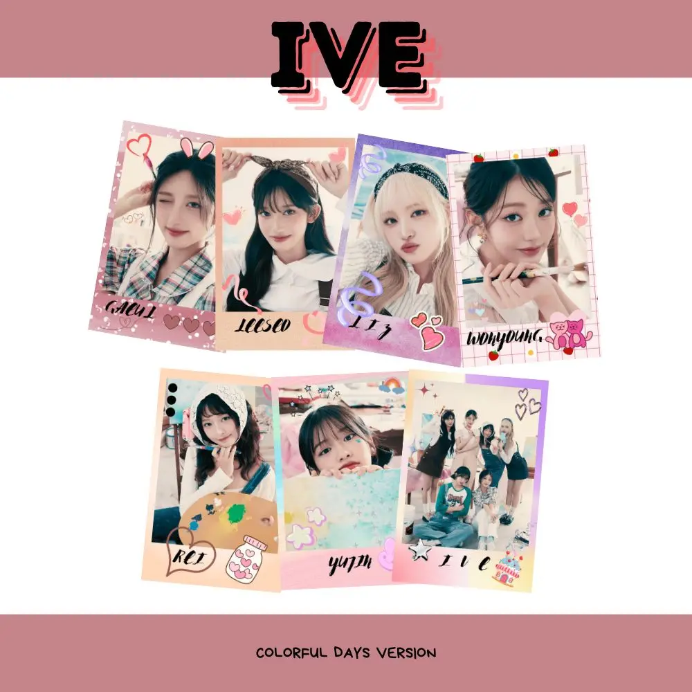 POLAROID IVE COLORFUL DAYS 1SISI (HARGA 7 PCS + LAMINASI 2 SISI) ALL BITNA PHOTOCARD JPOP KPOP CARDS IDOL BIAS JAPAN KOREA JEPANG UNOFFICIAL DIVE YUJIN GAEUL WONYOUNG LIZ REI LEESEO READY STOCK !