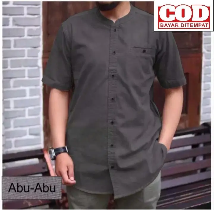 Baju Lebaran Pria Dewasa Koko Polos Lengan Pendek Terbaru 2025 Bahan Katun Toyobo Premium Koko Jumbo Terlaris - Warna Sawo 4